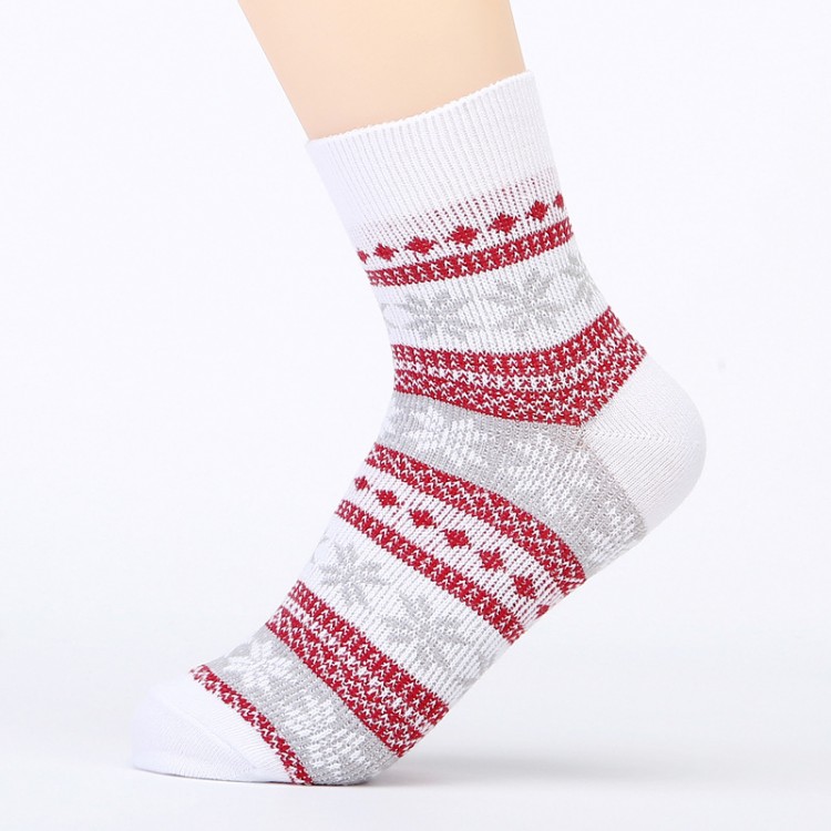 Cotton Knit Socks For Men And Women Lovers Retro Ethnic Socks Woolen Stockings Snowflakes